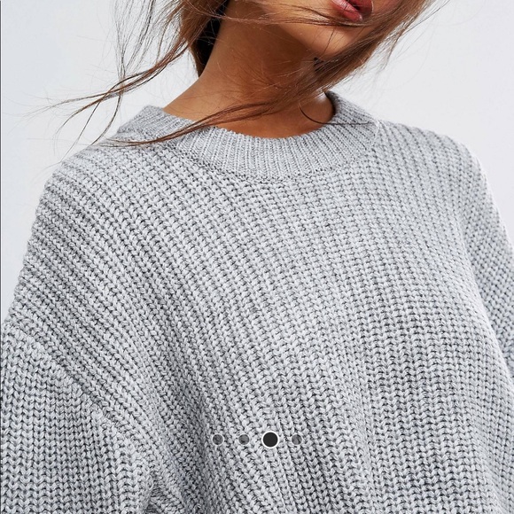 Weekday Gray Fisherman Oversized Knit Sweater - Picture 3 of 6